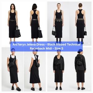 Arc'teryx Jelena Dress - Black Ribbed Technical Racerback Midi Size S